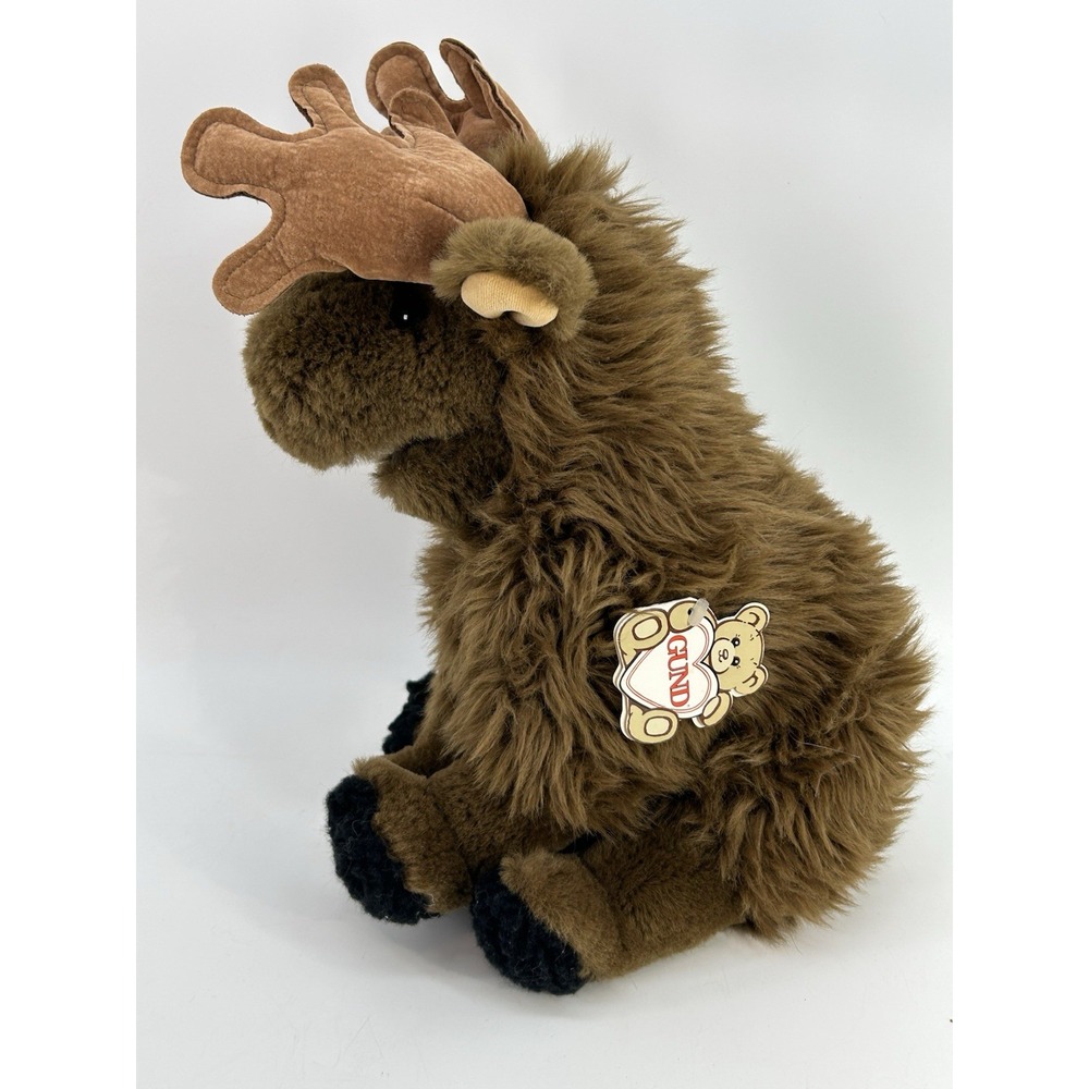 Vintage GUND 1987 12" Brown Moose‎ Stuffed Plush With Tags Moose-let